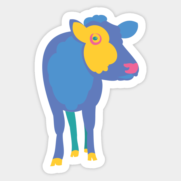 Colorful Cow Sticker by evisionarts